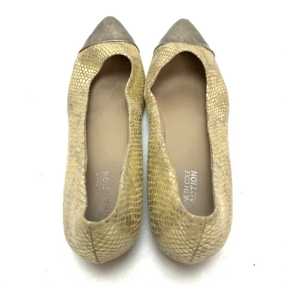 Kenneth Cole REACTION Gold Flats Slip On Shoes 7.5 - Picture 11 of 16